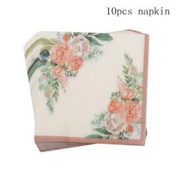 Hawaiian Garden Party Floral Paper Disposable Tableware Plate Paper Cup Napkin Baby Shower Birthday Tea Party Wedding Decoration