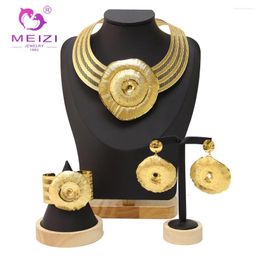 Necklace Earrings Set MEIZI Jewellery African Luxury Gold 24k Original Dubai Nigerian Wedding Fashion Bridal Party Accessories