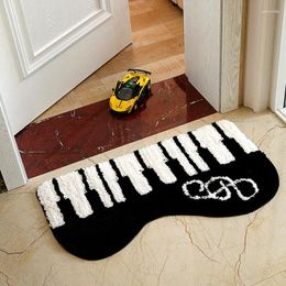 Bath Mats Bathroom Rug Black And White Small Piano Floor Mat Door Bedroom Bedside Carpet Anti-slip Absorbent