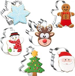 Baking Moulds 6-piece Stainless Steel Christmas Biscuit Mould Tree Snowman Gingerbread Man Bread Cutting