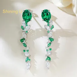 Dangle Earrings Shining U S925 Silver 7 9mm Oval Simulated Emerald Marquise Cut Drop For Women Fine Jewellery Anniversary