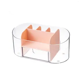 Storage Boxes Desktop Plastic Makeup Organiser Divided Container For Cotton Pads Sponge Beauty Brushes