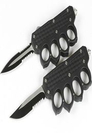 High Quality Knuckle AUTO Tactical Knife 440C Double ActionSingle Edge Serrated Blade EDC Pocket Gift Knives With Nylon Bag2556569