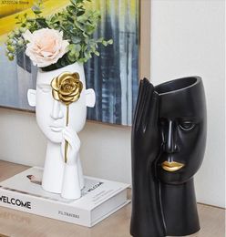 Vases Creative Nordic Vase Decoration Modern Resin Doll Sculpture Art Living Room Dining Table Home Decorations Accessories