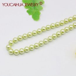 Necklace Earrings Set 10mm Green Pearl Round Bead Necklace/Stud SeaShell Jewelry Making 5cm Extension Chain Women's Party Gifts NeckChain