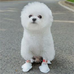 Dog Apparel Non-woven Fabric Shoes With Adjustable Straps White Pet Disposable Shoe Covers Boots For Outdoor Walking