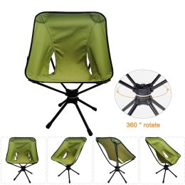Furnishings Folding 360 Degree Swivel Aluminum Alloy Portable Camping Chair for Outdoor Picnic Hiking Bicycling Fishing Bbq Beach Patio