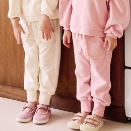 2022 Autumn New Korean Edition Children's Casual Cute Lace Bow Big Pocket Girls' Guard Pants Leggings