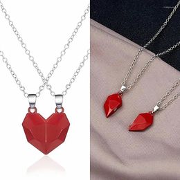 Charms A Pair Couple Pendant Necklace Electrocardiogram Magnetic Heart