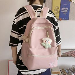 Backpack 2024 Cool Girl Boy Nylon School Bag Women Solid Colour Laptop College Female Leisure Travel Book Ladies Men Fashion