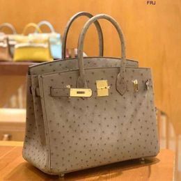 Ostrich Handbags Fully Handstitched South Africa Kk Leather Womens Bag Luxury 2024 New Handbag Have Logo