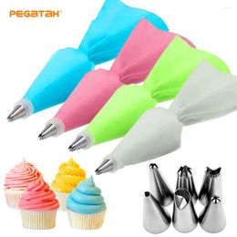 Baking Tools 8pcs Set Cake Decorating Bag Reusable Pastry Bags Cream Nozzle Practical Stainless Steel DIY