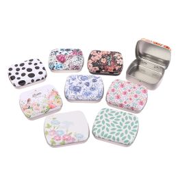 Portable Mini Metal Hinged Tin Box with Lid Rectangular Container Small Storage Kit Candy Pill Cases forHome Organizer
