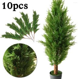 Decorative Flowers 10Pcs Artificial Leaves Branch Simulated Cypress Branches Plastic Pine Flower Arrangement Materials