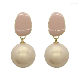 Hoop Earrings Super Immortal French Vintage Pink And Tender Pearl Pendant Light Luxury High Grade Elegant Silver Needle