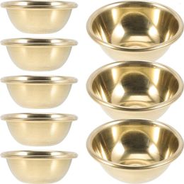 Bowls 7 Pcs Glass Yoga Stuff Meditation Water Bowl Brass Multi-function Holy Cup