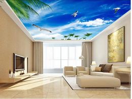 Wallpapers Blue Sky Seagull Ceiling 3d Mural Designs For Living Room Non Woven Wallpaper Home Decoration