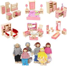 Kitchens Play Food Wooden Dollhouse Furniture Miniature Toy For Dolls Kids Children House Play Toy Mini Furniture Sets Doll Toys Boys Girls Gifts 2443