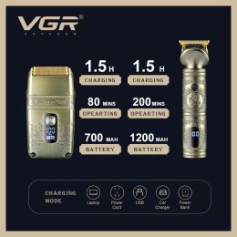VGR Hair Trimmer Electric Hair Cutting Machine Waterproof Shaver Professional Hair Clipper Metal Barber Trimmer for Men V-649