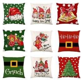 Pillow 2024 Christmas Gift Home Sofa Cover 45x45cm Linen Print