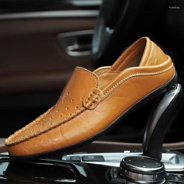 Casual Shoes Mens Dress Real Leather 2024 Men Moccasins Breathable Sneakers Driving Comfort Flats Plus Size