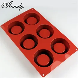 Baking Moulds Aomily DIY 6 Holes Pudding Muffin Cup Ice Cream Silicone Mould Cake Design Nonstick Bakeware Family Mould