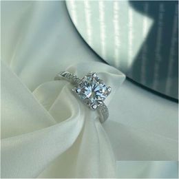 Wedding Rings Fashion Classical 2 Carat Luxury Bride Jewelry 925 Sterling Sier Ring Princess Cut White 5A Cubic Zirconia Diamond For Dhd3G