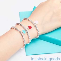 Original 1to1 Brand Logo High End Womens Bracelets Tiffancy Enamel Heart Bracelet 925 Sterling Silver Plated 18k Gold Bracelet Double Dainty Cuban Chain Bracelet