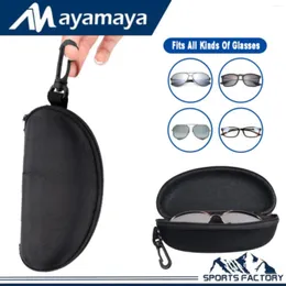 Storage Bags Portable Eye Glasses Hard Case Box Sunglasses Protector Zipper Holder Belt Clip