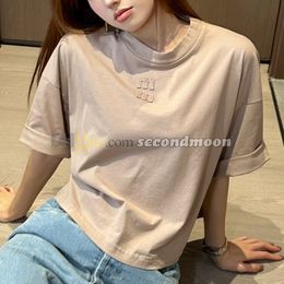 Women Loose T Shirt Cropped T Shirts Cotton Fabric Tees Summer Short Sleeve Breathable Tee