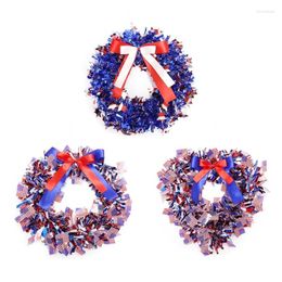 Decorative Flowers Patriotic Bow Wreath 4th Of July Decoration For Indoor Outdoor Holiday Independence Day Party Backdrops