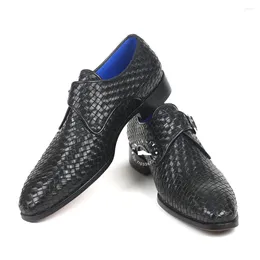 Dress Shoes Handmade Single Monk Strap Wingtip Genuine Leather Hand-Painted Oxford Lace-Up Floral Perforated Derby For Men