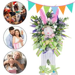 Decorative Flowers Happy Easter Wreath Fabric Cartoon Shape Ornaments Creative Festival Decor Colorful Door Wall Ornament