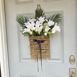 Decorative Flowers Spring Flower Basket Wreath Elegant Artificial Door For Venue