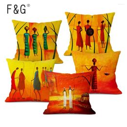 Pillow African Women Cover Humanistic Life Oil Painting Art Decorative Pillows Home Decoration Sofa Linen