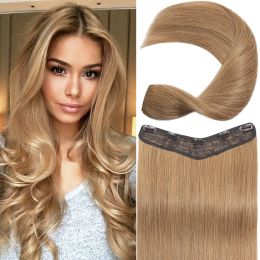 Extensions Extensions Real Human Hair Women's Soft 5 Clips In Hairpiece Straight Colour #27 Clip In One Piece UShaped Hair Extensions 1626inch