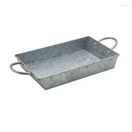 Tea Trays Galvanized Rectangle Tray 13.5-inch Wood Food For Serving White Glass Baloondog Ceramic Blac