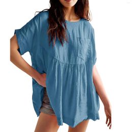 Casual Dresses Women Short Sleeve Soild Crew-Neck Cute Tee Swing Dress T Shirt Fashion T-Shirts 2024 Ladies Loose