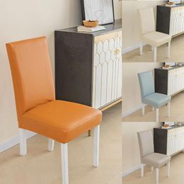 Chair Covers PU Waterproof Cover Solid Colour Cushion Integrated Seat Household Items Elastic Home Textile