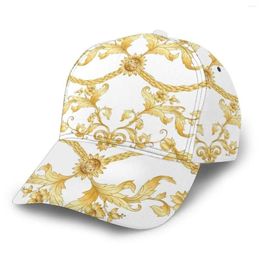 Ball Caps Noisydesigns White Golden Summer Men Baseball Hats For Women Snapback Lady Adjustable Luxury Europe Retro Flower Dropship D Dha3G