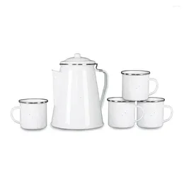 Teaware Sets Coffee Pot And 4 Cup Set With Sturdy Pouring Handle To Prevent Debris Scratches For Cool Touch