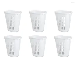 Laundry Bags Open Plastic Basket White 6-piece Set With Slim Shape And Integrated Handle Made Of For Easy Cleaning