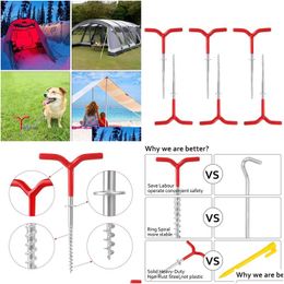 Tents And Shelters 6 Packs Outdoors Tent Stakes Pegs Tralight Hook Canopy Beach Drop Delivery Sports Camping Hiking Dhj7Y