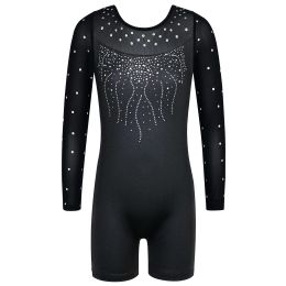 Gymnastics BAOHULU Leotard for Girls Gymnastics Wear Toddler Tank Biketards Sparkle Diamond Ballet Dancewear Long Sleeve Dance Costumess