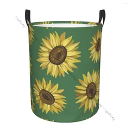 Laundry Bags Bathroom Organiser Summer Sunflowers Folding Hamper Basket Laundri Bag For Clothes Home Storage