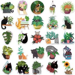 10/30/50pcs Kawaii Cat Plant Funny Animal Stickers Toys Cute Kids Decals DIY Notebook Phone Luggage Guitar Laptop Bike Sticker