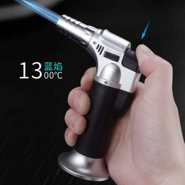 Blue Flame Butane Torch Refillable Windproof Jet Flame Butane Fuel Lighter for BBQ Cigar Candles Camping Without Gas Lighter