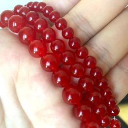 Wholesale Ruby Colour Red Chalcedony Round Natural Stone Beads For Jewellery Making Diy Bracelet Necklace Accessories 4/6/8/10/12mm