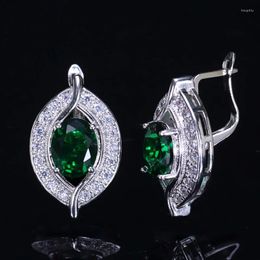 Stud Earrings Pera Fashion Eyes Shape Green Cubic Zirconia Pave Ear Buckle For Women Daily Wear Jewelry Gift E090