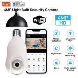 Other CCTV Cameras Tuya Smart 4MP 355 2K Light Bulb Security Camera - Indoor/Outdoor Wireless 2.4GHzFull Colour Day NightMotion DetectionAlarm Y240403